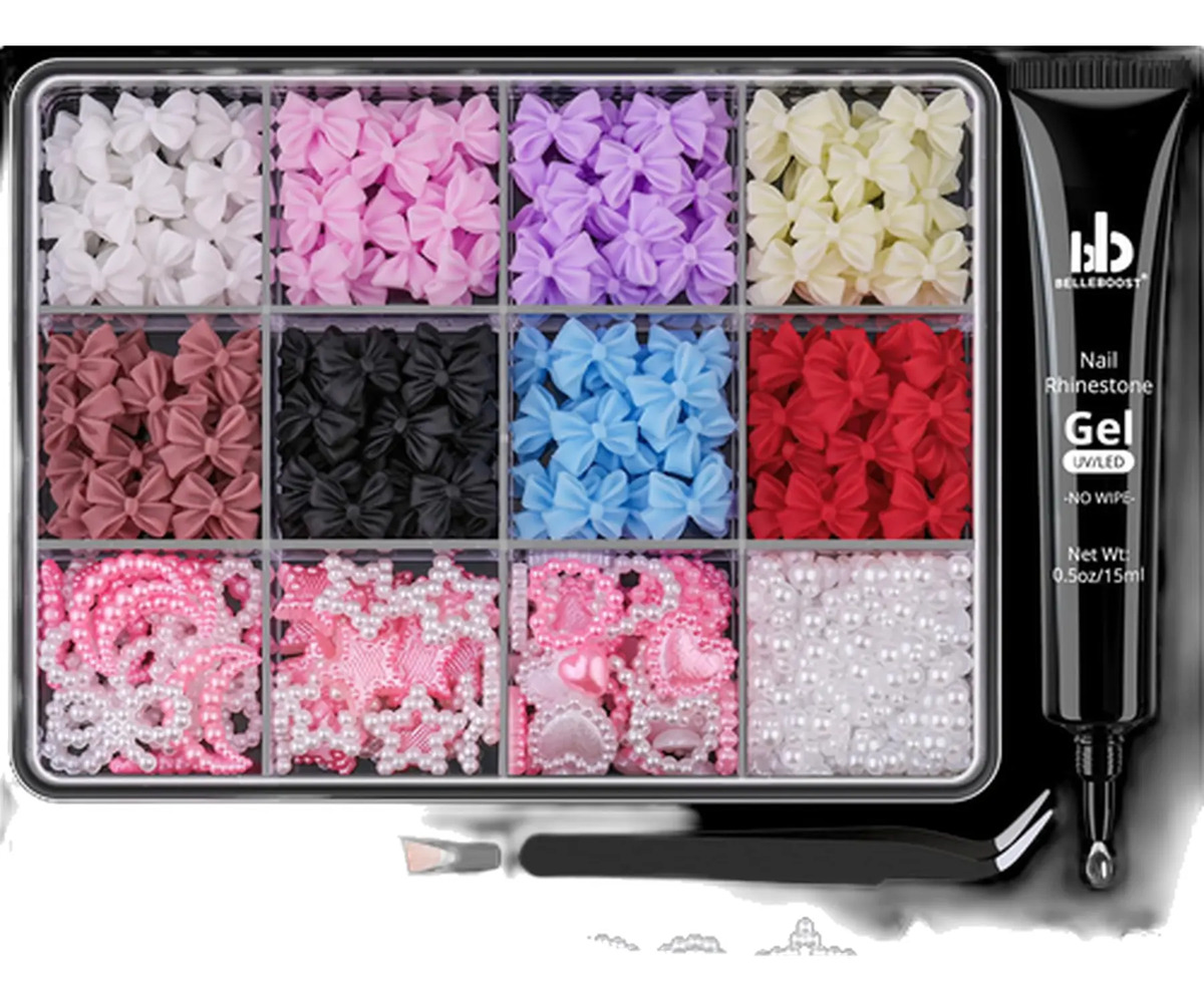 Charms De Uñas De 3d Y Perlas Planas De 2 A 6 Mm En 8 Colore