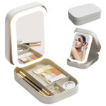 Bolso De Maquillaje Viaje Con Espejo Led Portátil Beige