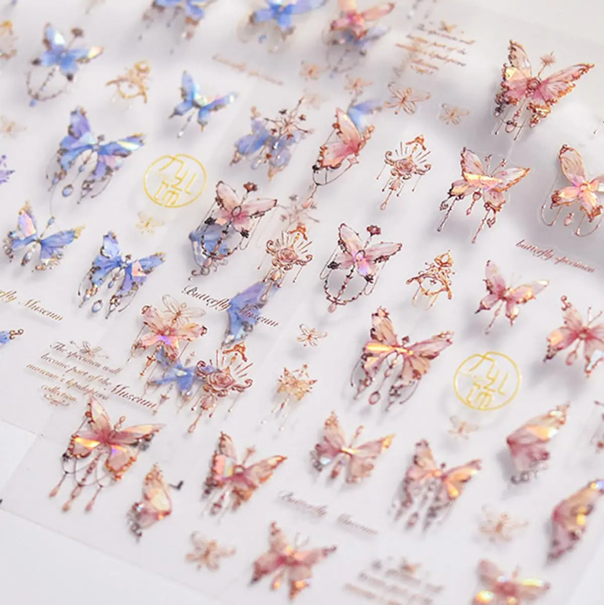 Pegatinas De Mariposas Rosadas Para Uñas De 5d Con Conchas D - Image 3