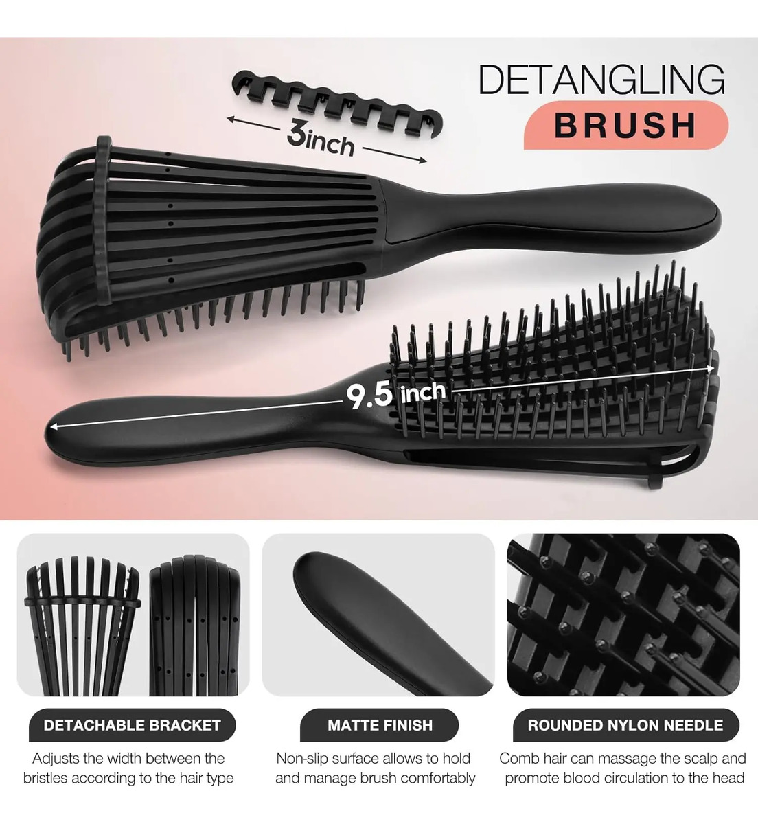Cepillo Desenredante Hommtina Para Cabello Rizado De Mujer Y - Image 3