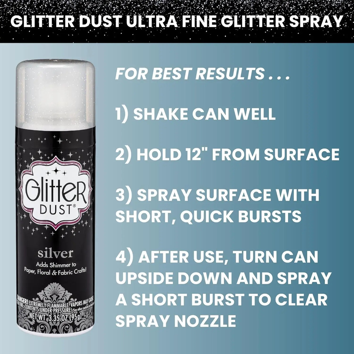 Spray De Glitter Plata Ultra Fino Para Decorar - Image 2