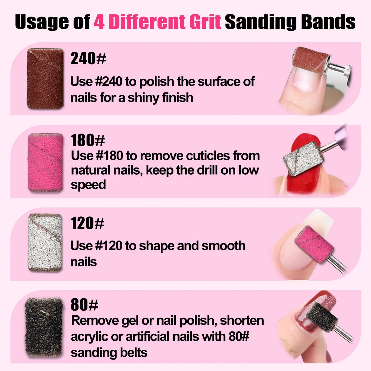 Pulidor De Uñas Profesional Con 80 Piezas Incluyendo Bandas - Image 7