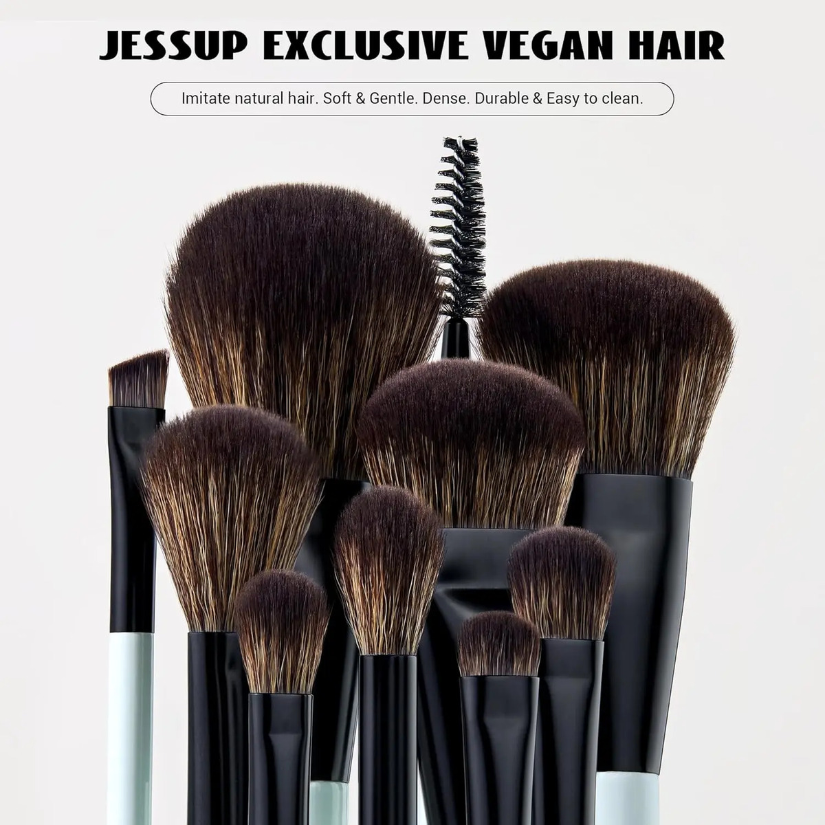 Pinceles De Maquillaje Jessup Set 6 Piezas Fibra Vegana Cyan - Image 2