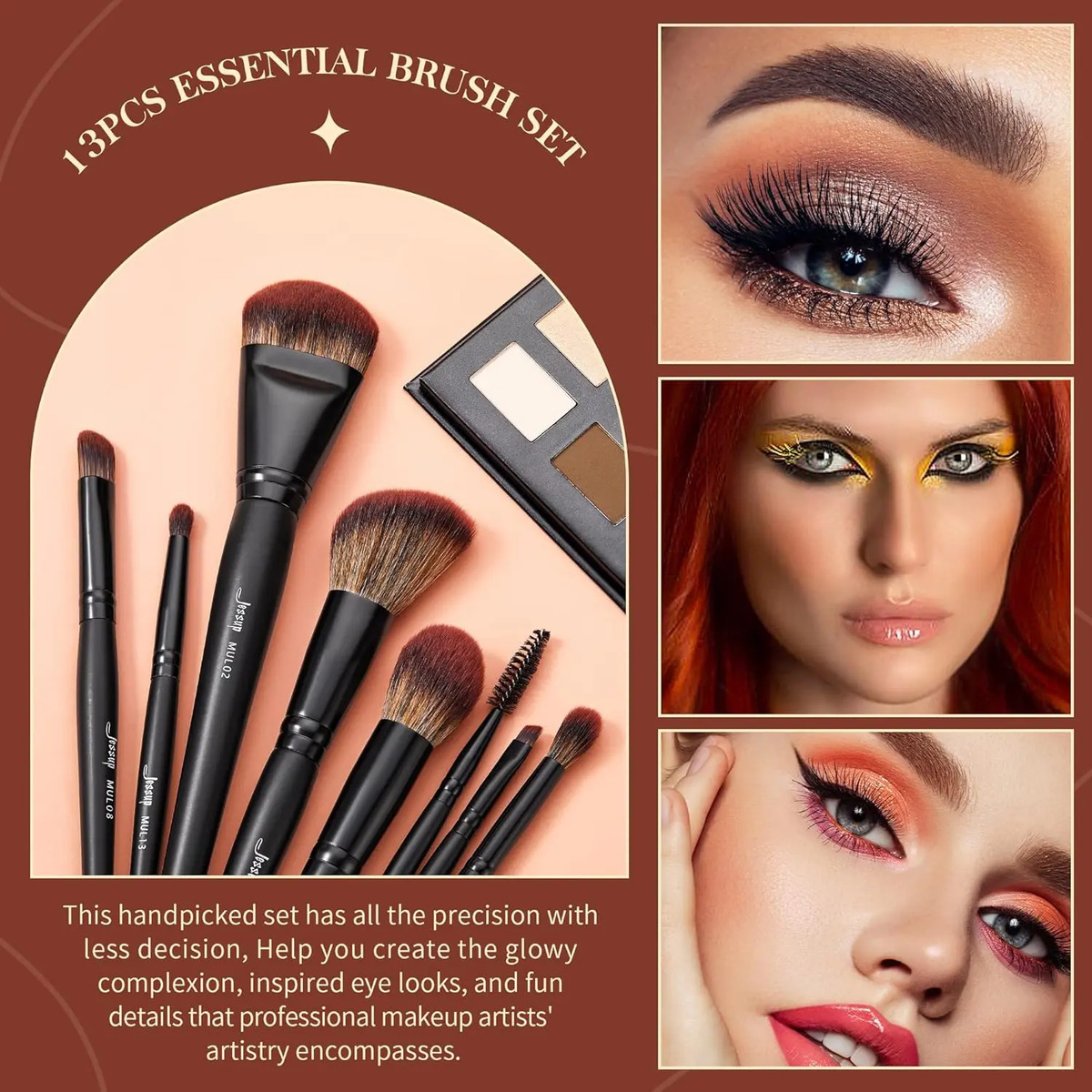 Pinceles De Maquillaje Profesionales Veganos De 13 Piezas En Negro - Image 3