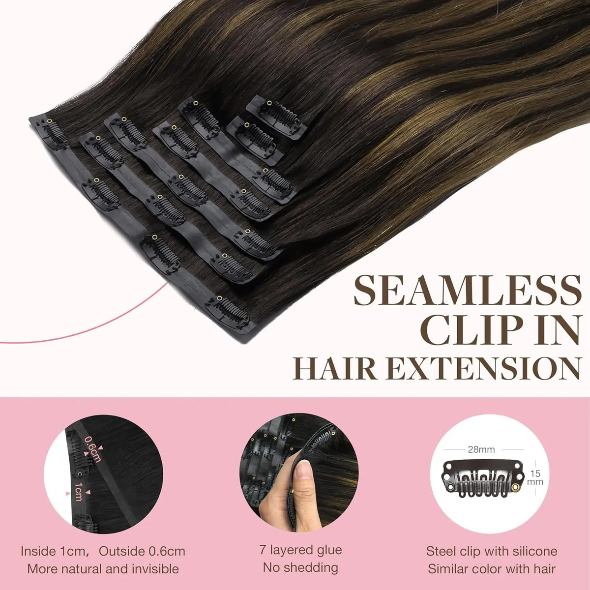 Cabello Humano 50 Cm Marrón Marrón - Image 3