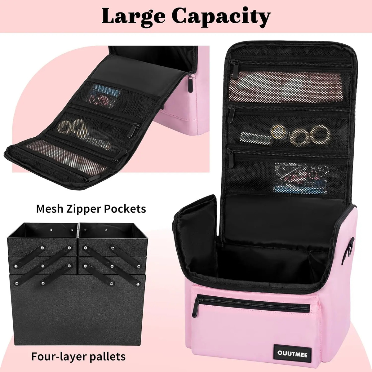 Estuche De Viaje Para Maquillaje Profesional Negro Con Corre - Image 2