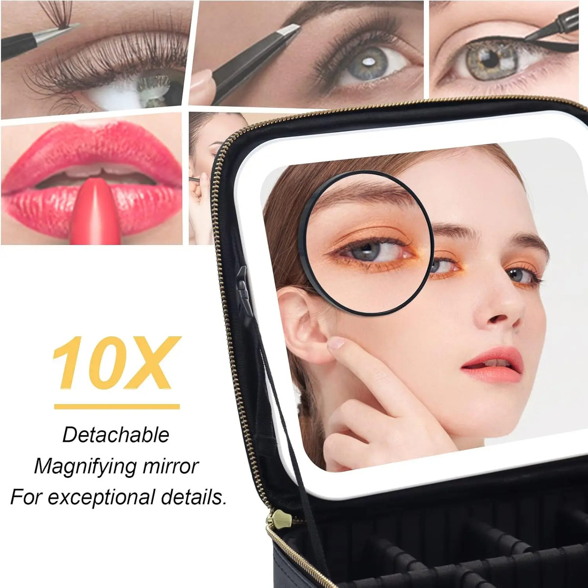 Bolso De Maquillaje Viaje Con Espejo Led 10x Magnifico - Image 4