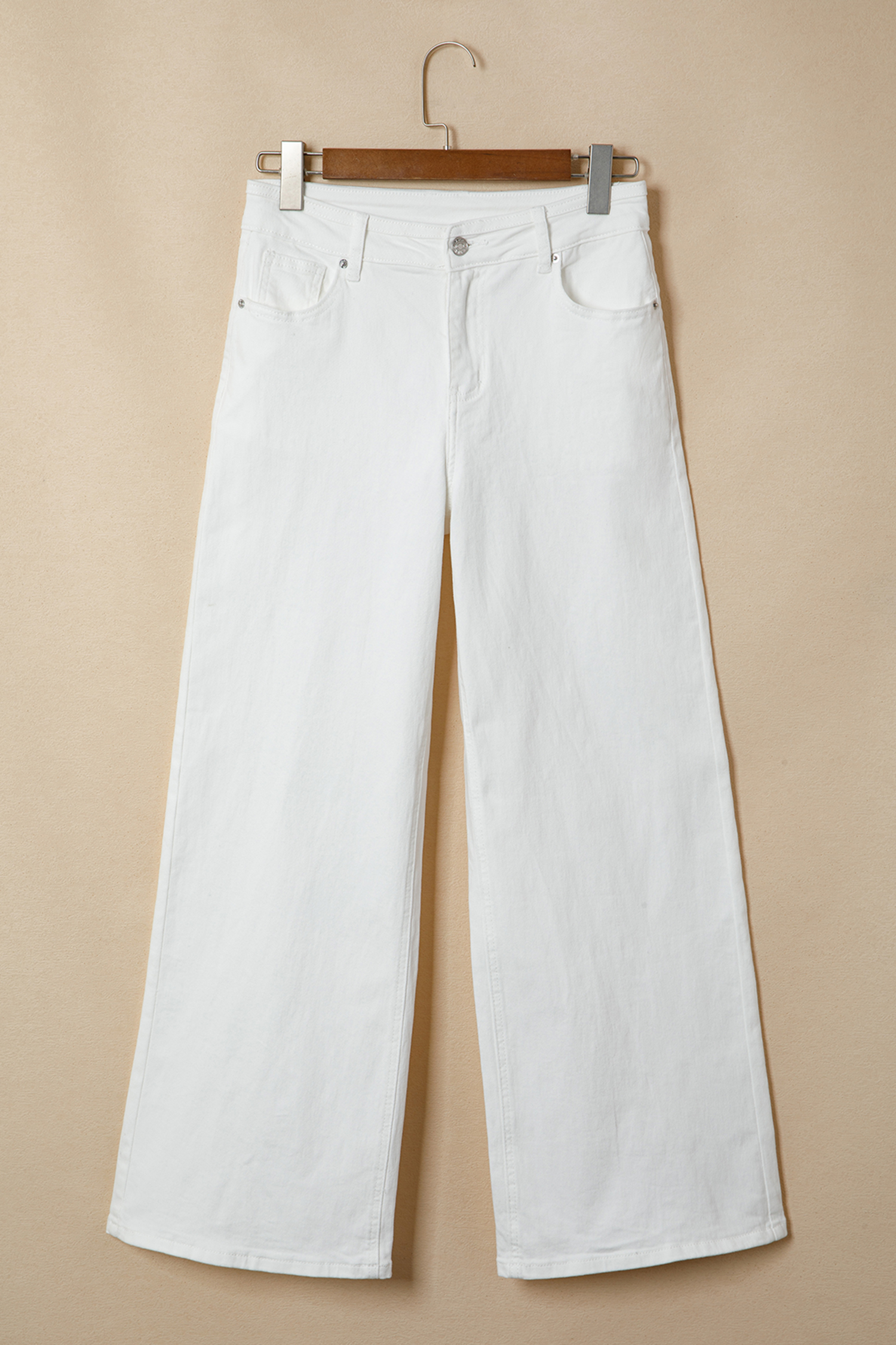 Jean Blanco Liso Color Suelto Casual - Image 6