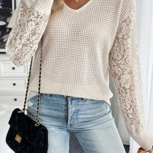 Top Beige Encaje Escote V