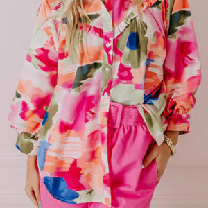 Camisa Rosa Con Volados Manga Abullonada