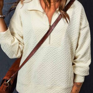 Buzo Beige Textura Con Cierre