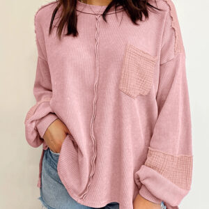 Top Rosa Tejido Waffle