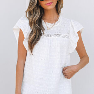 Blusa Blanco Encaje Manga Volado