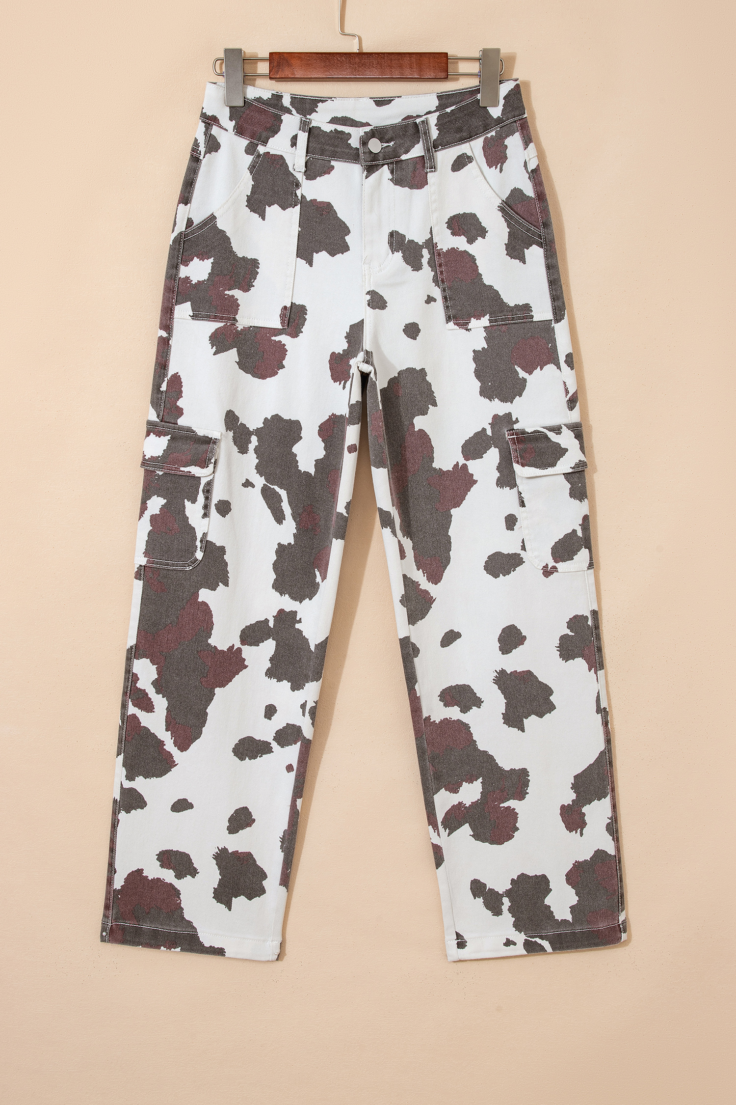 Jean Marrón Vaca Lunares Estampado Multicolor Con Bolsillos - Image 3