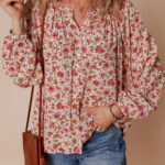 Blusa Rojo Plisado Manga Abullonada