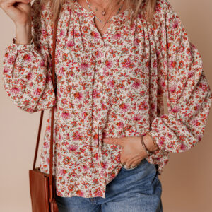 Blusa Rojo Plisado Manga Abullonada
