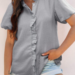 Camisa Negro Con Volados Manga Globo