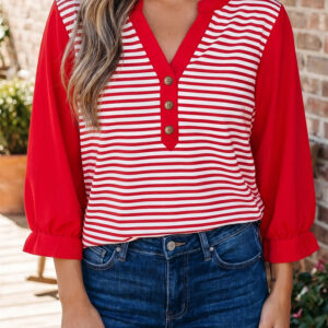 Top Rojo a Rayas Escote V