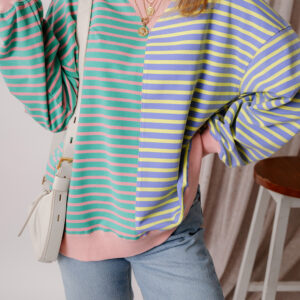 Buzo Azul Celeste a Rayas Combinado Oversize