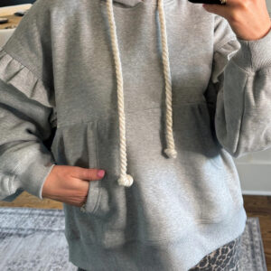 Hoodie Gris Hombro Caído Holgado