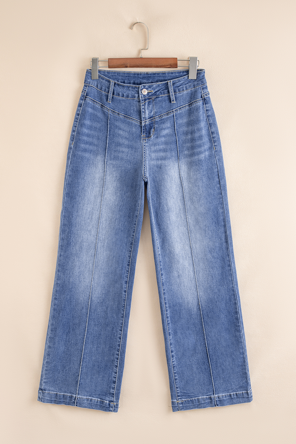 Jean Azul Tailored Central Con Costura Detalle Recto Suelto - Image 4