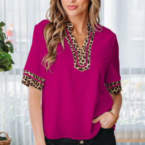Blusa Violeta Manga Corta Escote con Abertura