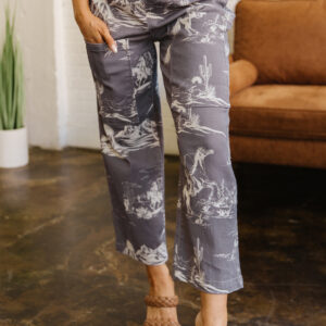 Jean Gris Salvaje Riding Vintage Estampado Relajado