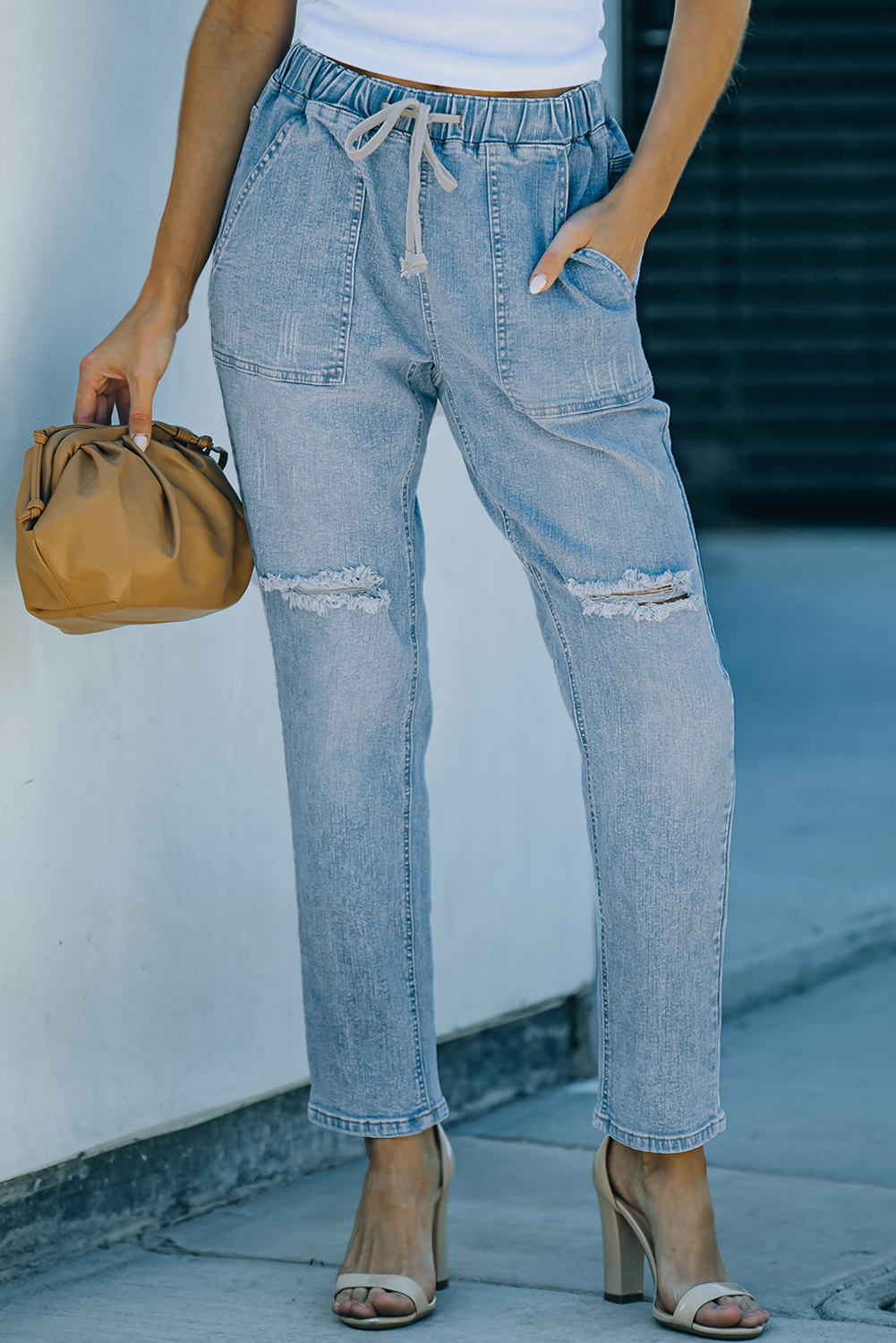 Jean Celeste Desgastado Jogger - Image 3
