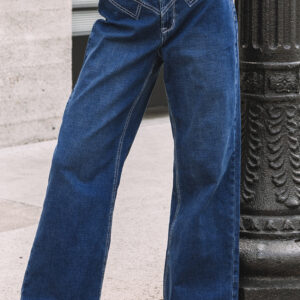 Jean Sail Azul Con Costura Cintura Detalle Suelto Con Puño