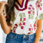 Blusa Blanco Floral Manga Globo