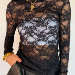 Top Negro Transparencia Cuello Alto