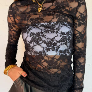 Top Negro Transparencia Cuello Alto
