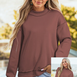 Buzo Café Hombro Caído Oversize Cuello Alto