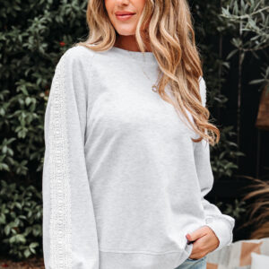 Buzo Gris Claro Patchwork Cuello Redondo