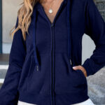 Hoodie Azul Marino Frisado Con Cierre