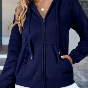 Hoodie Azul Marino Frisado Con Cierre