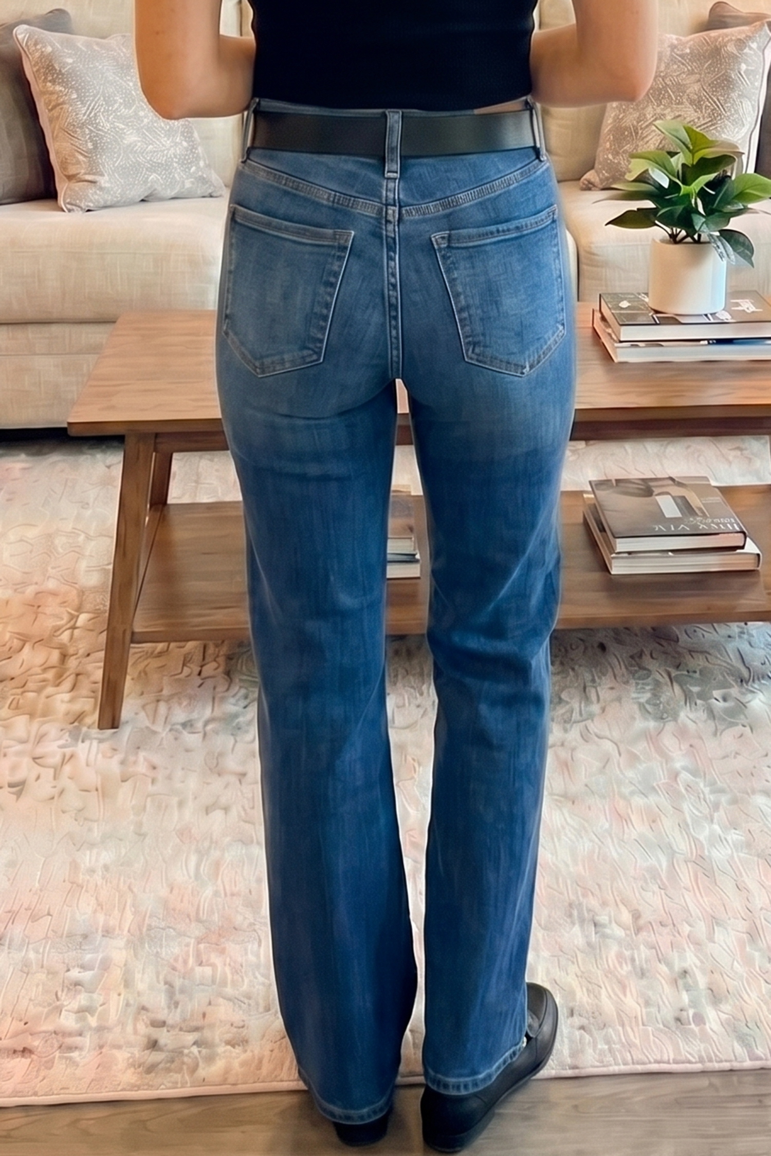 Jean Celeste Tailored Con Costura Detalle Relajado - Image 2