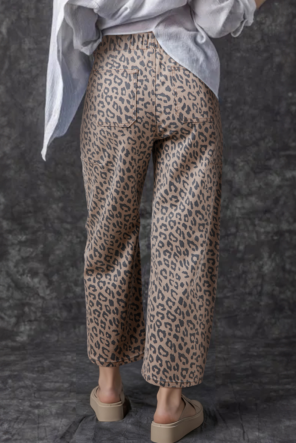 Jean Caqui Animal Print Leopardo Estampado Cordón Elástico - Image 2