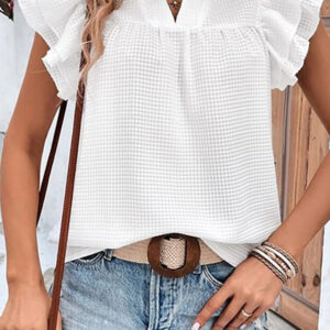 Blusa Blanco Con Volados Manga Volado