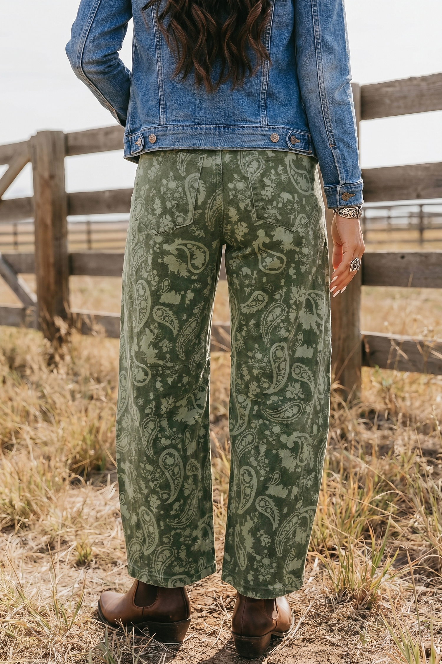 Jean Verde Paisley Estampado Harem - Image 2