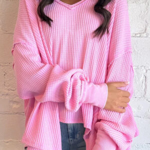 Top Rosa Tejido Waffle