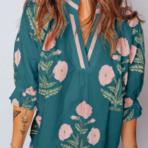 Blusa Verde Manga 3/4 Escote V