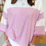 Top Rosa Pálido A Rayas Oversize