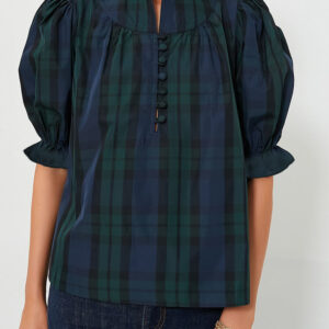 Blusa Verde a Rayas Manga Abullonada
