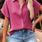 Camisa Rosa Manga Corta Suelta