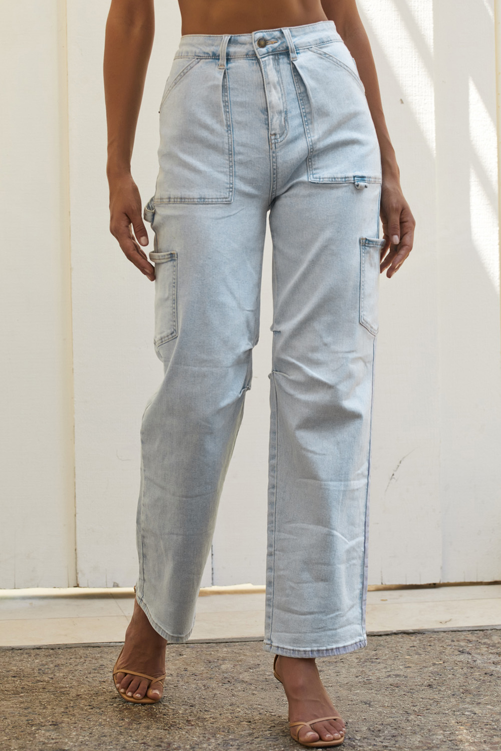 Jean Celeste Multicolor Con Bolsillos Y2K Urbano Moda - Image 4