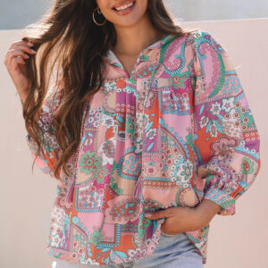 Blusa Multicolor Plisado Manga Globo