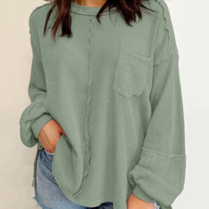Top Verde Laurel Tejido Waffle