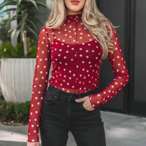 Top Rojo Malla Cuello Alto