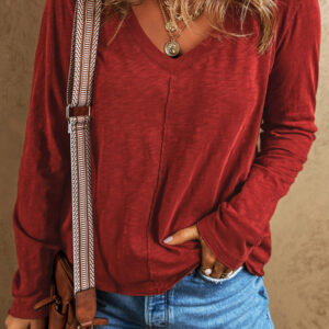 Remera Rojo Sándalo Escote V